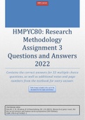 HMPYC80 Research Methodology Assignment 3 Questions and Correct Answers 2022