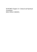 NUR3805 Chapter 21: Cultural and Spiritual Awareness MULTIPLE CHOICE.
