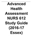 StudyBlue printing of Advanced Health Assessment NURS 612 Study Guide (2022- 23 Essex)