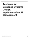 Testbank for Database Systems Design, Implementation, & Management| 2022 latest update 
