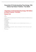 Essentials Of Understanding Psychology 10th Edition By Robert Feldman- Test Bank WITH ANSWER KEY AT THE LAST PAGES