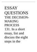 BUL 3130 ESSAY QUESTIONS THE DECISIONMAKING PROCESS