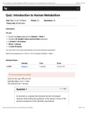 MSCI 530 Quiz 1 Introduction to Human Metabolism- Liberty University