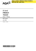 AQA A-LEVEL FRENCH 7652&sol;2 PAPER 2 WRITING MS JUNE 2021