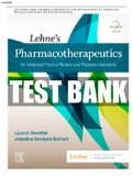 TEST BANK LEHNE'S PHARMACOTHERAPEUTICS FOR ADVANCED PRACTICE NURSES AND PHYSICIAN ASSISTANTS 2ND EDITION ROSENTHAL
