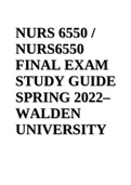 NURS 6550 / NURS6550 FINAL EXAM STUDY GUIDE SPRING 2022