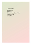 AQA GCSE BIOLOGY 8461/2F Paper 2 Foundation Tier Mark scheme June 2021.
