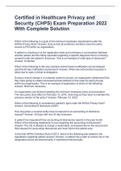 Certified in Healthcare Privacy and Security &lpar;CHPS&rpar; Exam Preparation 2022 With Complete Solution
