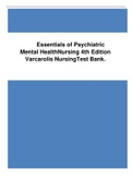 Essentials of Psychiatric Mental Health Nursing 4th Edition Varcarolis Nursing Test Bank