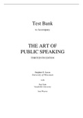 Test Bank for The Art of Public Speaking, 13th Edition by Stephen Lucas