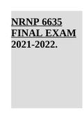 NRNP 6635 MID TERM 2021 Latest Questions and Answers All Correct Study Guide, Download to Score A, NRNP 6635 Psychopathology Midterm Exam 2021-2022  &  NRNP 6635 PSYCHOPATHOLOGY FINAL EXAM 2021-2022.