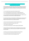 MENTAL HEALTH COMPREHENSIVE EXAM QUESTIONS AND ANSWER PRACTICE SOLUTION 