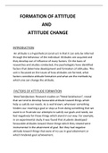 introduction to social psychology summary - attitude formation ,self concept, self presentation