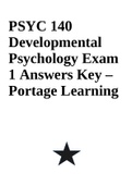PSYC 140 Developmental Psychology Exam 1 Answers Key – Portage Learning