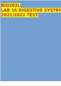 BIO202L LAB 16 DIGESTIVE SYSTEM2021/2022 TEST