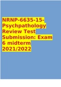 NRNP-6635-15- Psychpathology Review Test Submission: Exam 6 midterm 2021/2022