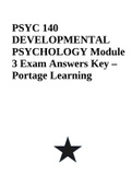 PSYC 140 DEVELOPMENTAL PSYCHOLOGY Module 3 Exam Answers Key