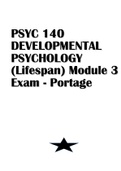 PSYC 140 DEVELOPMENTAL PSYCHOLOGY (Lifespan) Module 3 Exam - Portage Learning