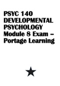 PSYC 140 DEVELOPMENTAL PSYCHOLOGY Module 8 Exam – Portage Learning