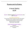 Russia and its Rulers A level OCR History complete set of A* notes 