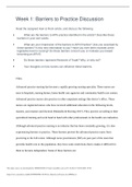 Chamberlain College of Nursing NR 510 Week 1&colon; Barriers to Practice Discussion