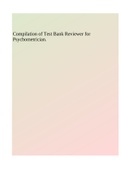 Compilation of Test Bank Reviewer for Psychometrician.