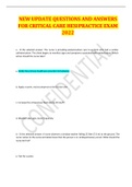 NEW UPDATE QUESTIONS AND ANSWERS FOR CRITICAL CARE HESI PRACTICE EXAM 2022