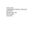 AQA GCSE COMBINED SCIENCE: TRILOGY 8464/B/2H Biology Paper 2H Mark scheme June 2020.