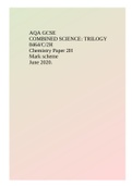 AQA GCSE COMBINED SCIENCE: TRILOGY 8464/C/2H Chemistry Paper 2H Mark scheme June 2020.