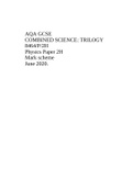 AQA GCSE COMBINED SCIENCE: TRILOGY 8464/P/2H Physics Paper 2H Mark scheme June 2020.