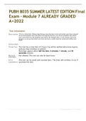 PUBH 8035 SUMMER LATEST EDITION Final Exam - Module 7 ALREADY GRADED A&plus;2022