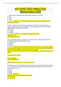 ATI TEAS TEST PRACTICE  Mathematics 2022