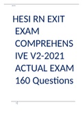 HESI RN EXIT EXAM COMPREHENS IVE V2-2021 ACTUAL EXAM 160 Questions