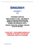 ENG2601 ASSIGNMENT 3 FULL ESSAY ANSWER 2022 
