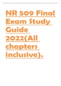  NR 509 Final Exam Study Guide 2022(All chapters inclusive) 100% Final exam covered and Revised.