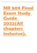  NR 509 Final Exam Study Guide 2022&lpar;All chapters inclusive&rpar; 100&percnt; Final exam covered and Revised&period;