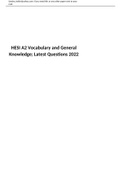 HESI A2 Vocabulary and General Knowledge; Latest Questions 2022
