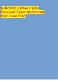 NUR 3010 Esther Parks Focused Exam Abdominal Pain Care Plan 