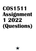 COS1511 Introduction To Programming 1Assignment 1 2022 (Questions).