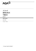 A-level BIOLOGY 7402/2 Paper 2 Mark scheme