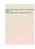 HESI MENTAL HEALTH RN V1-V3 2020 TEST BANK. 100% CORRECT AND VERIFIED Q AND A.