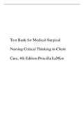 Test Bank for Medical-Surgical Nursing Critical Thinking in Client Care, 4th Edition Priscilla