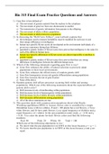 Bio 315 Final Exam Practice Questions and Answers