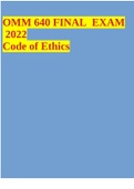 OMM 640 FINAL EXAM 2022 Code of Ethics