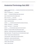 Anatomical Terminology Quiz 2022