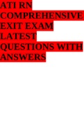 ATI RN COMPREHENSIVE EXIT EXAM LATEST QUESTIONS WITH ANSWERS.