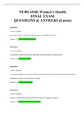 NURS 6540 FINAL EXAM&colon; Women&rsquo;s Health &lpar; Latest QUESTIONS & ANSWERS&rpar;