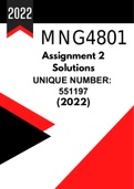 MNG4801 NEW Assignment 2 Solutions (2022) Code: 551197 - (Year Module)