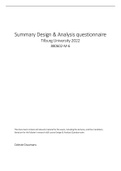Summary Design & Analysis of Questionnaires