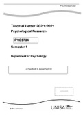 PYC3704 Psychological Research (2021 - Semester 1 and Semester 2 - Assignment 2)